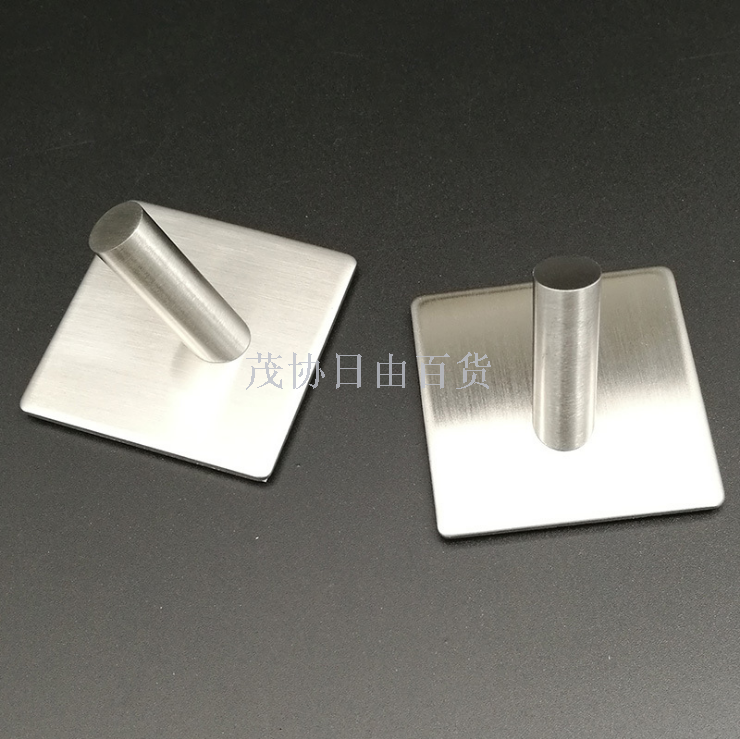 厂家直销不锈钢挂钩子强力粘胶免打孔厨房粘钩卫生间浴室墙壁白底实物图