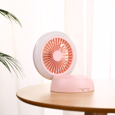 Two-in-one creative Mushroom lamp desk fan Dual-use silent desktop desk fan USB charging student dormitory desk lamp fan