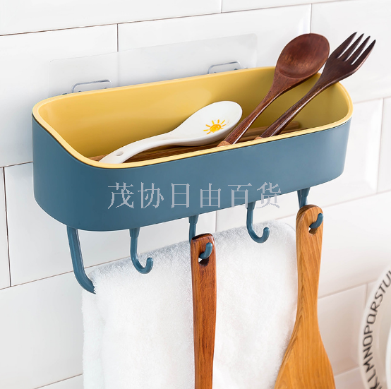 Non-perforated bathroom shelf storage basket on bathroom wall soap towel rack