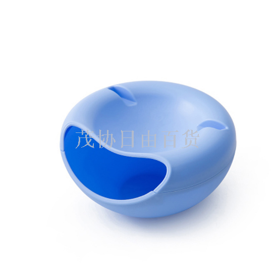 塑料双层可置手机懒人干果瓜子盘瓜子盒白底实物图