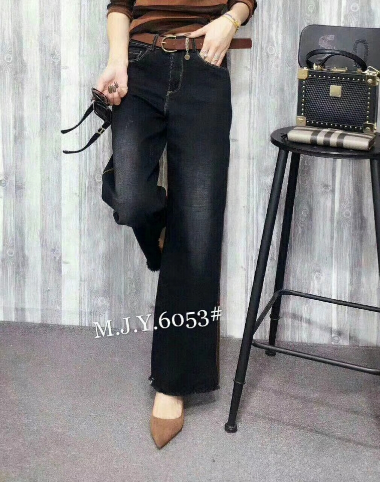 Mengjiayao Spring Edition thickened black slimming leg versatile denim flared pants