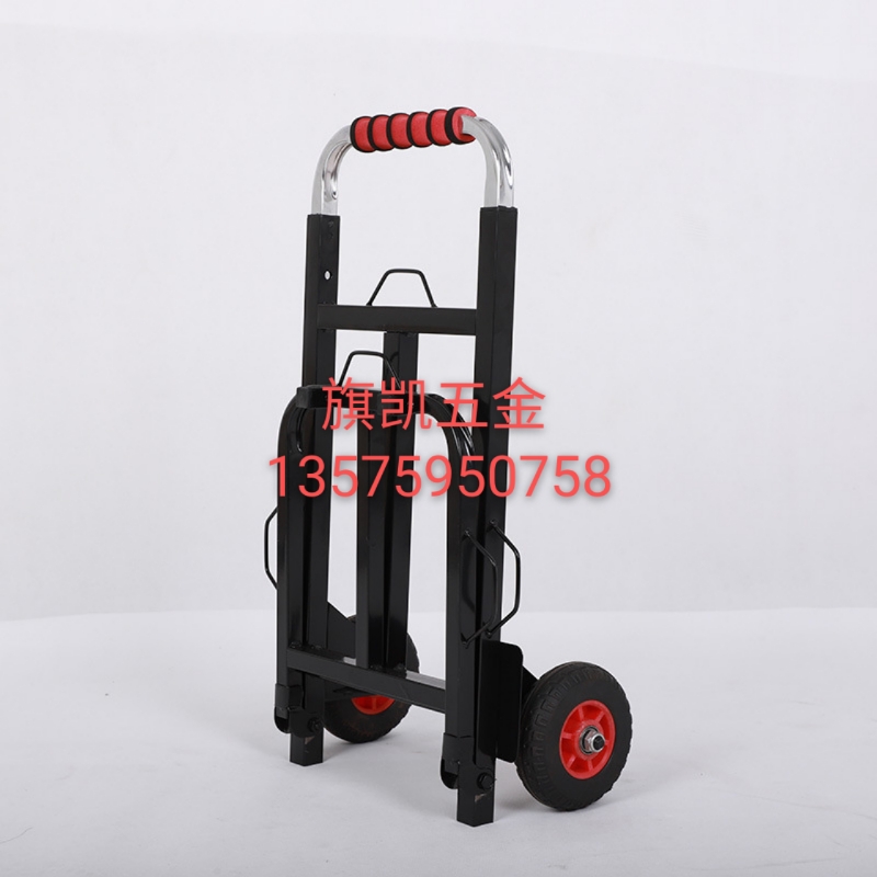 二轮拉杆车 手拉车橡胶方管车大拉杆车烤漆手推车静音轮载重王产品图