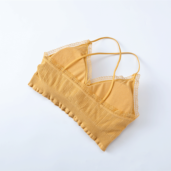 One - piece seamless single - cross non - ribbed sport back lace side wipe chest anti - glitter strap bottom chest wrap Application Scenario