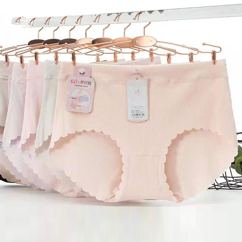 Middle waist seamless rib cotton underwear for women a piece of breathable and comfortable seamless cotton briefs for women thumbnail