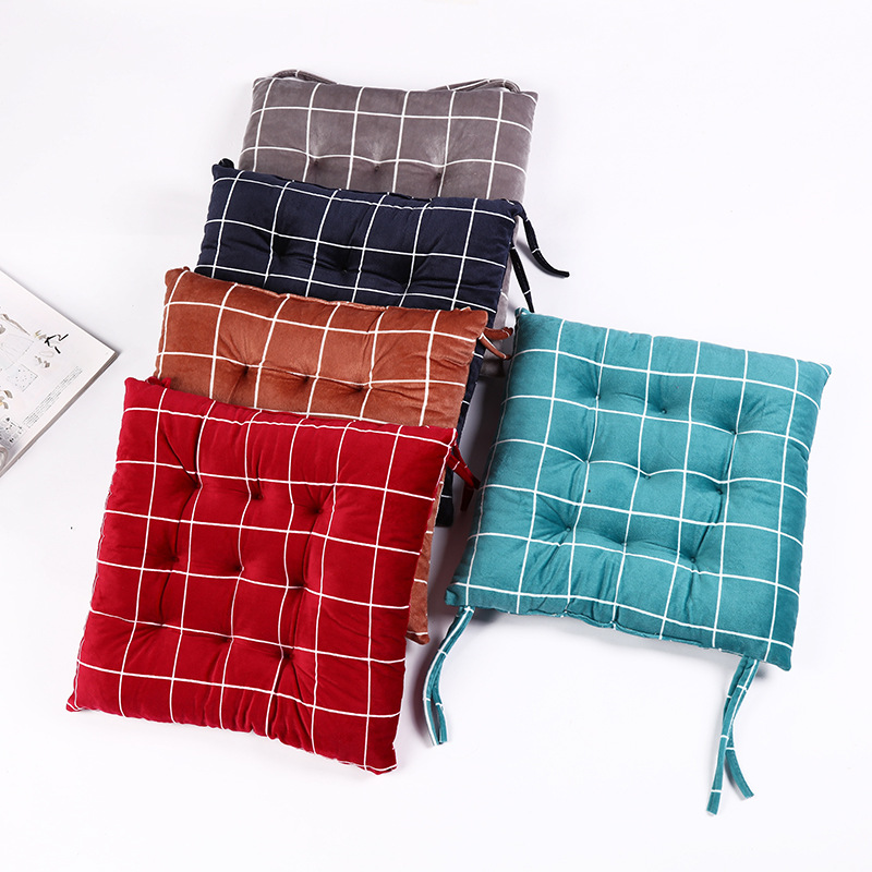 Winter Plaid Cushion Student Sofa Stool Dining Chair Cushion Computer Office Warm Seat Manufacturers Wholesale Item Picture