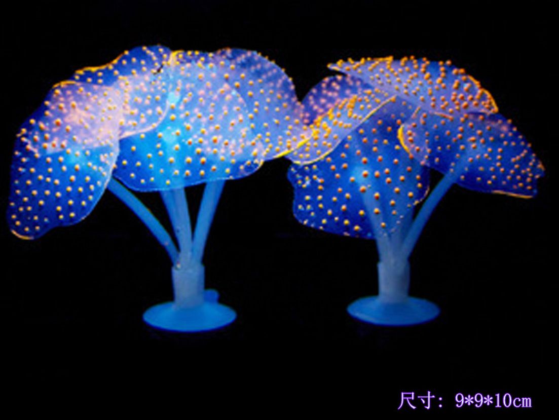 Yiwu quality fish tank landscaping, water plant fluorescent suction cups, simulated coral, silicone, simulated jellyfish, ornamental fish, aquarium decoration products details Picture
