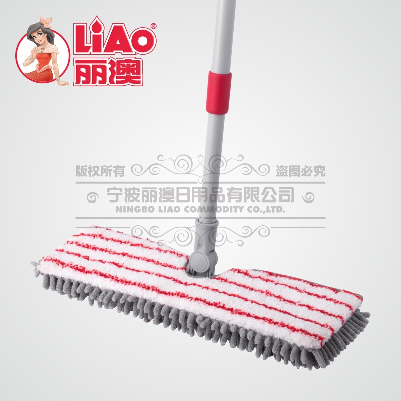 丽澳/LIAO 平板拖把双面雪尼尔超细纤维折翼式换布 360度旋转客厅