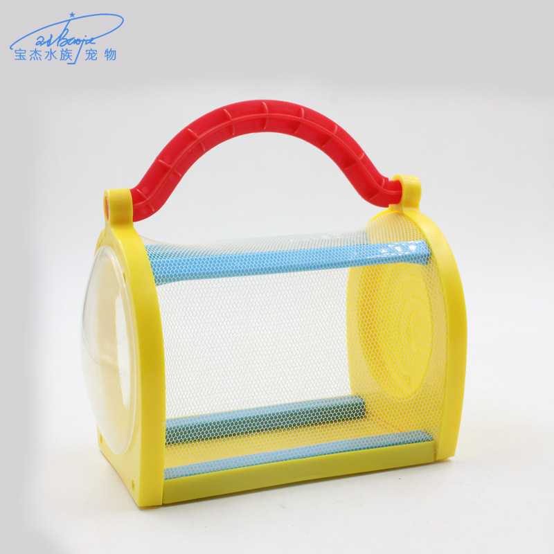 Yiwu quality products: Children's insect cages, butterfly cages, portable student experiment bird cages, observation plastic breathable insect boxes, magnifying glasses details Picture