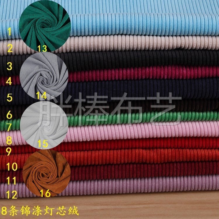 Factory direct sales of 8-inch thick and thin striped velvet fabric for fashionable clothing sofa cushions, 8-striped polyester-nylon striped velvet fabric