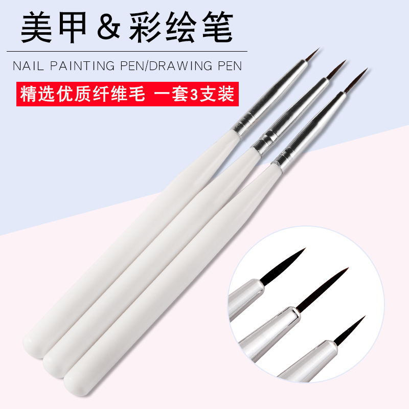 Nail tools Draw line pen draw line pen flower painting pen stroke point flower brush three sets wholesale