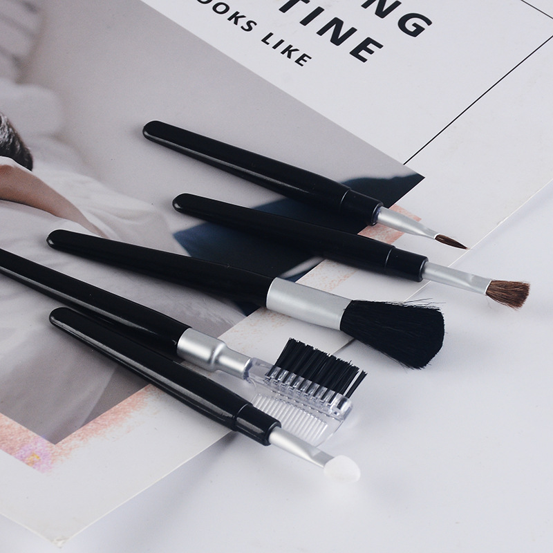 新品5支黑色化妆刷美妆工具眼影刷塑料柄化妆刷套装 化妆一件代发产品图