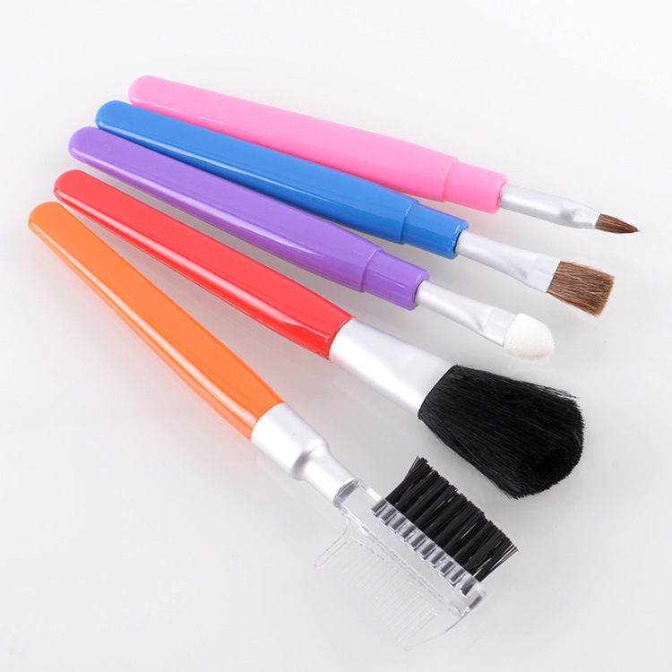 Manufacturers hot new 5 color makeup brush 5 color plastic handle makeup brush set makeup tools wholesale