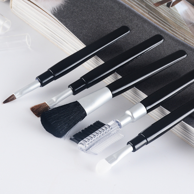 新品5支黑色化妆刷美妆工具眼影刷塑料柄化妆刷套装 化妆一件代发细节图