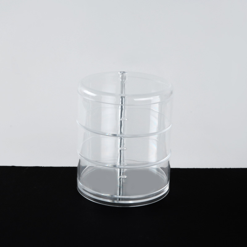 A circular 3-layer transparent plastic box for girls' jewelry and accessories desktop organization box, 360° rotating storage box details Picture