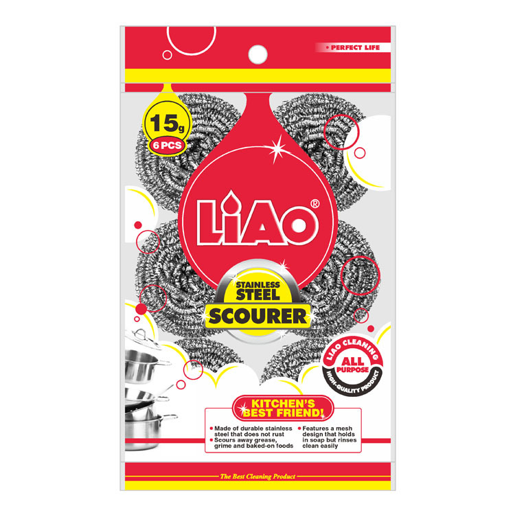 LIAO丽澳 清洁球钢丝锅刷15G*6 厨房洗碗洗锅清洁用品厂家批发细节图