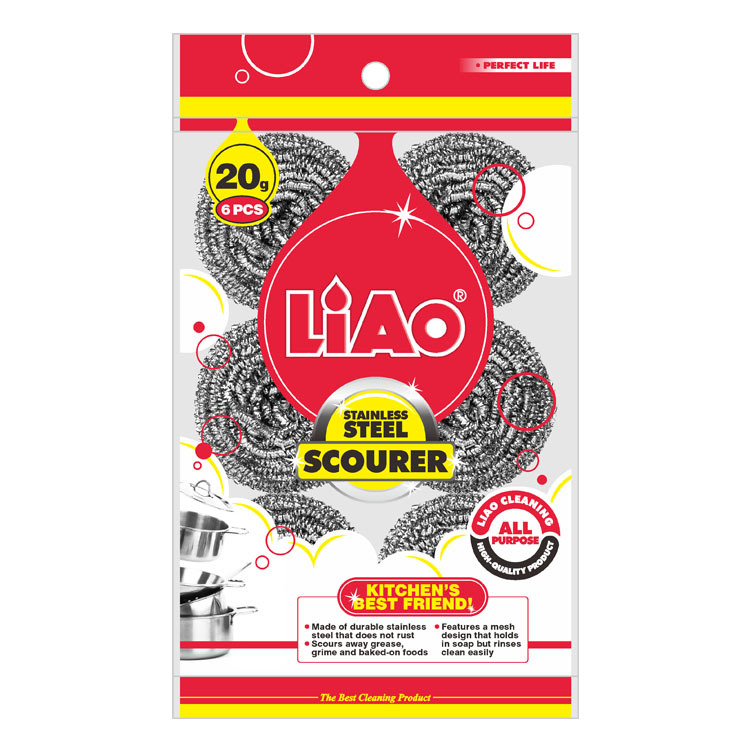 LIAO丽澳 清洁球钢丝锅刷20G*6 厨房洗碗洗锅清洁用品厂家批发细节图
