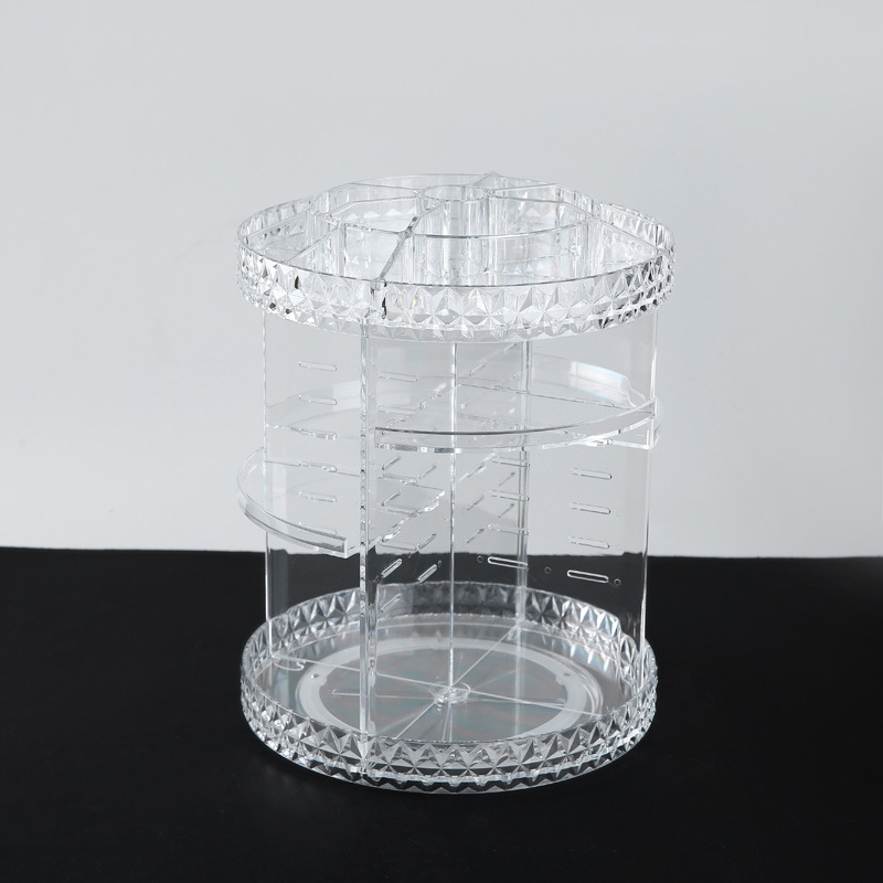360° Rotating cosmetic box Desktop shelf Skin care product storage box Circular plastic cosmetic storage box...