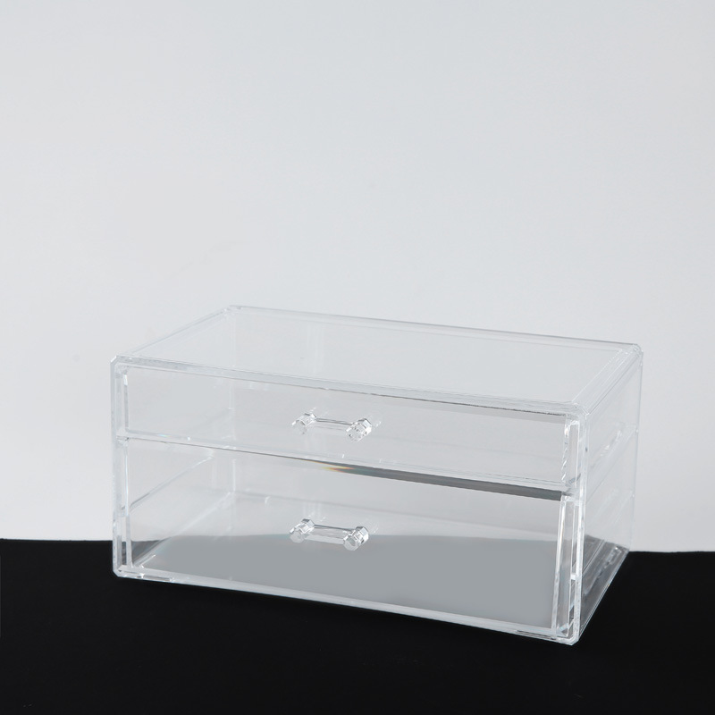 Manufacturers direct transparent 2-layer drawer storage box desktop cosmetics and jewelry storage and finishing box home storage box. thumbnail