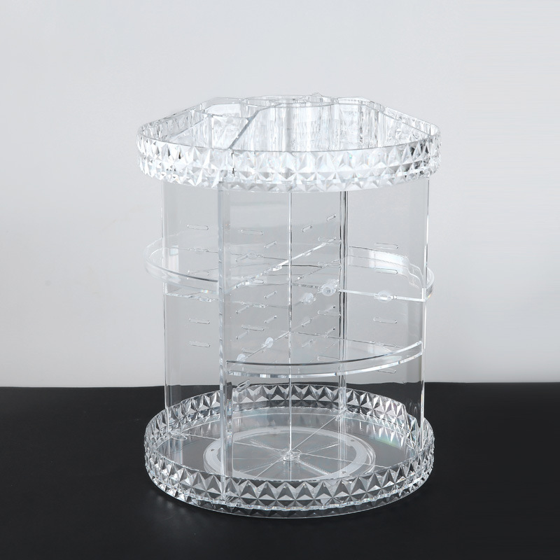 Rotating cosmetics box Dormitory tidy acrylic dressing table lipstick skin care products transparent desktop shelf.