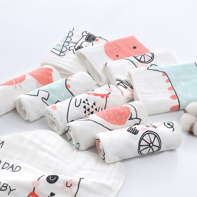 Baby Square Towel 6-Layer Gauze One-Edition Printed Cotton Saliva Towel Class A Maternal And Child Care Products Series Application Scenario