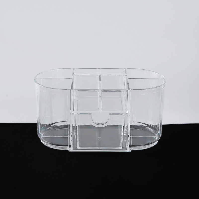 Japanese two split drawer cosmetics storage box Makeup brush lipstick shelf plastic desktop storage box.