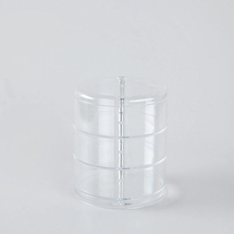 A circular 3-layer transparent plastic box for girls' jewelry and accessories desktop organization box, 360° rotating storage box Specification image