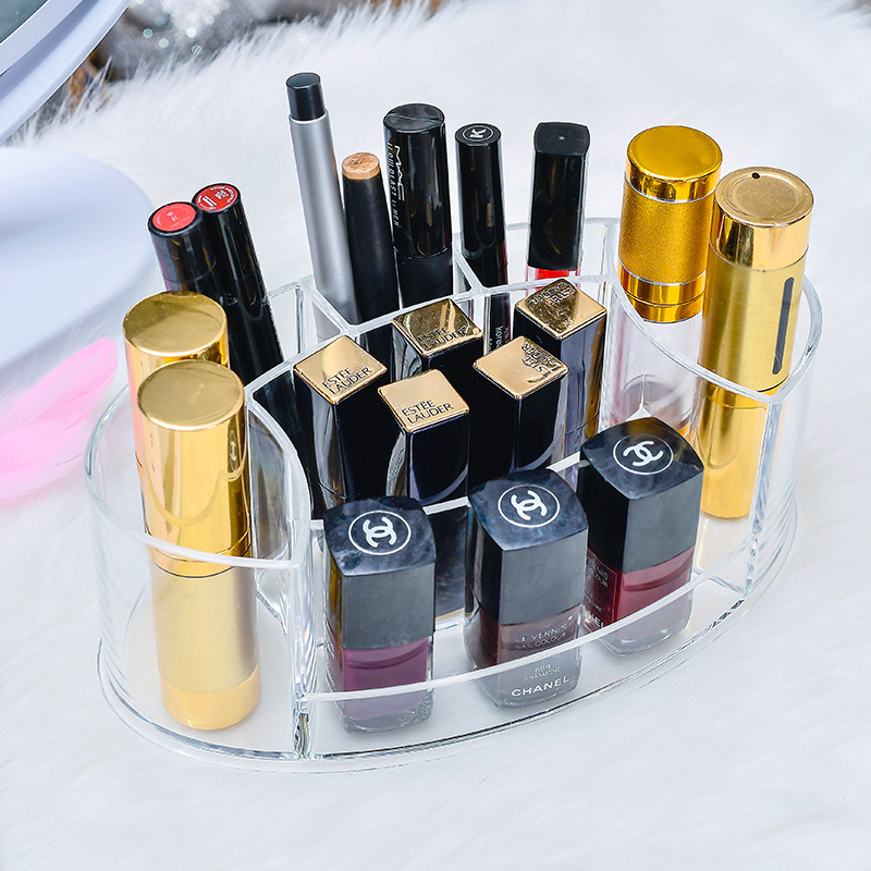Jewelry desktop storage box Cosmetic plastic frosted transparent tape cover box skin care drawer separate shelf.