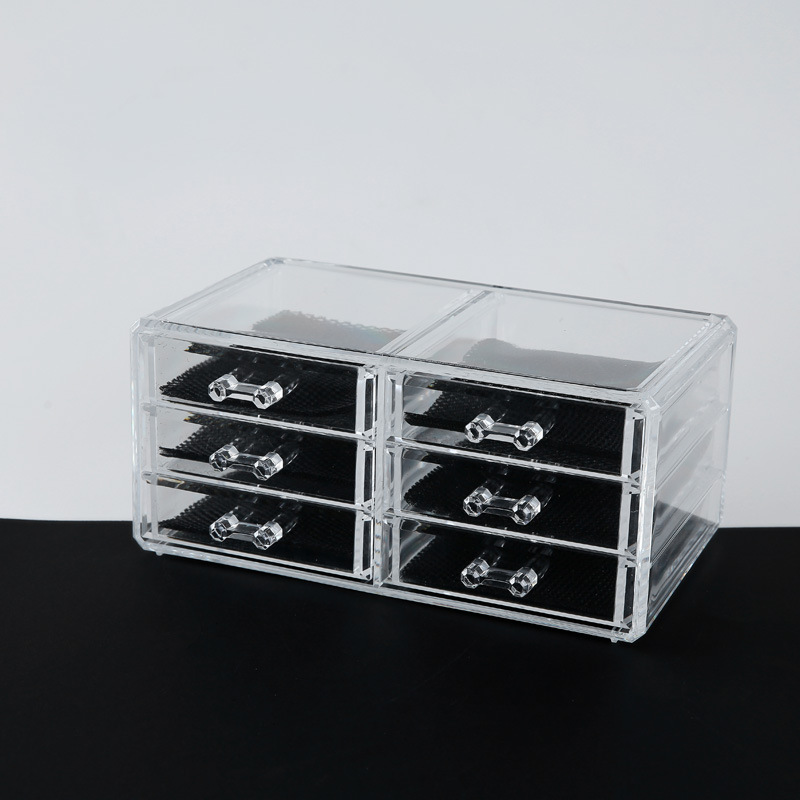 Korean three - layer six drawer cosmetics box transparent acrylic dressing table mirror cabinet box cosmetics finishing