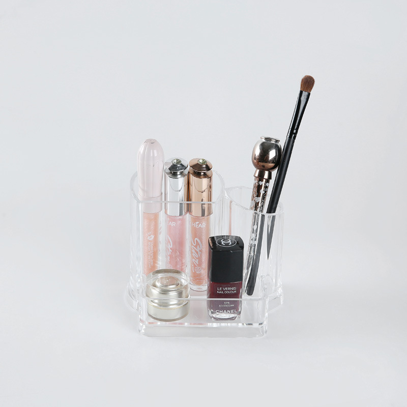 Compartmentalized cosmetic storage box, plastic paintbrush and lipstick box, creative skin care products and nail polish box, desktop grooming box. Specification image