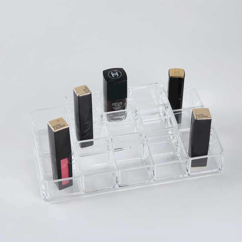 Qiaofeng Transparent multi-compartment Cosmetics Storage box, Lipstick display stand, Lipstick rack, Acrylic makeup box, beauty organization. Application Scenario