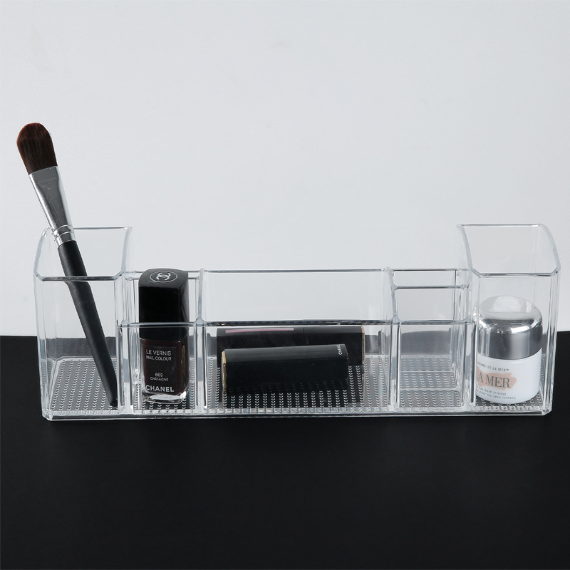 Qiaofeng multi-compartment cosmetics storage box, Office desktop sundries remote control organization storage box, plastic storage box.