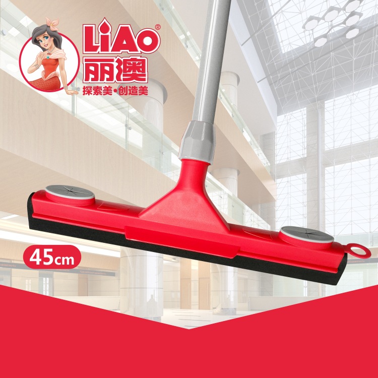 丽澳/LIAO 双层EVA45cm地刮 PP推水器 地面清洁地刮头带杆子批发产品图