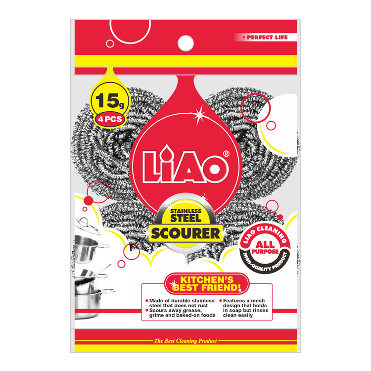 LIAO丽澳 清洁球钢丝锅刷15G*4 厨房洗碗洗锅清洁用品厂家批发产品图