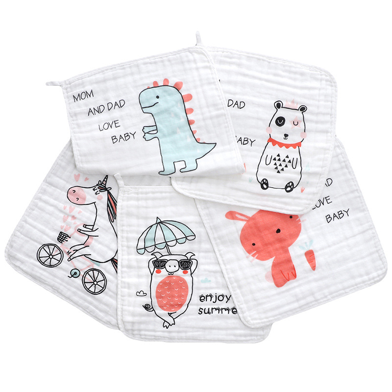Baby Square Towel 6-Layer Gauze One-Edition Printed Cotton Saliva Towel Class A Maternal And Child Care Products Series Item Picture