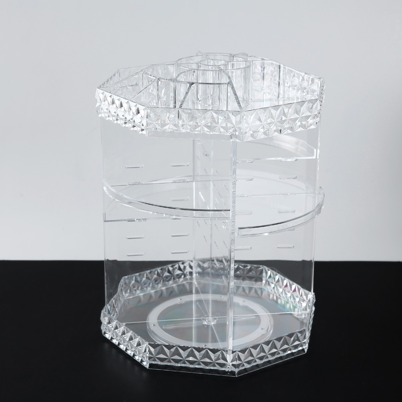 Web celebrity revolving multi-functional transparent storage box household desktop cosmetics storage box lipstick skin care storage box thumbnail
