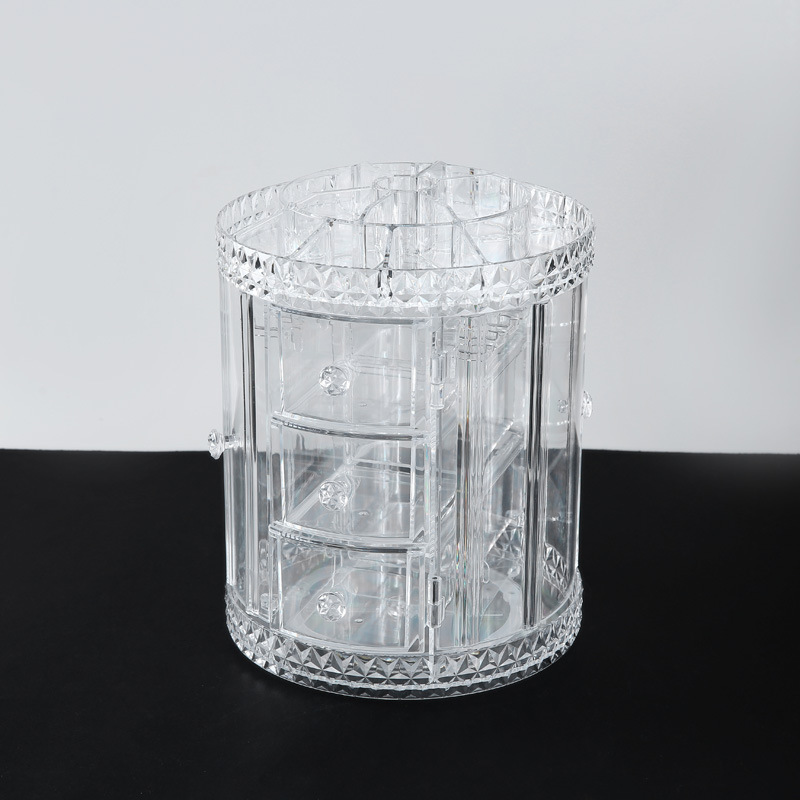 大号透明加厚 塑料化妆品收纳盒360旋转收纳架多层置物架桌面防水产品图