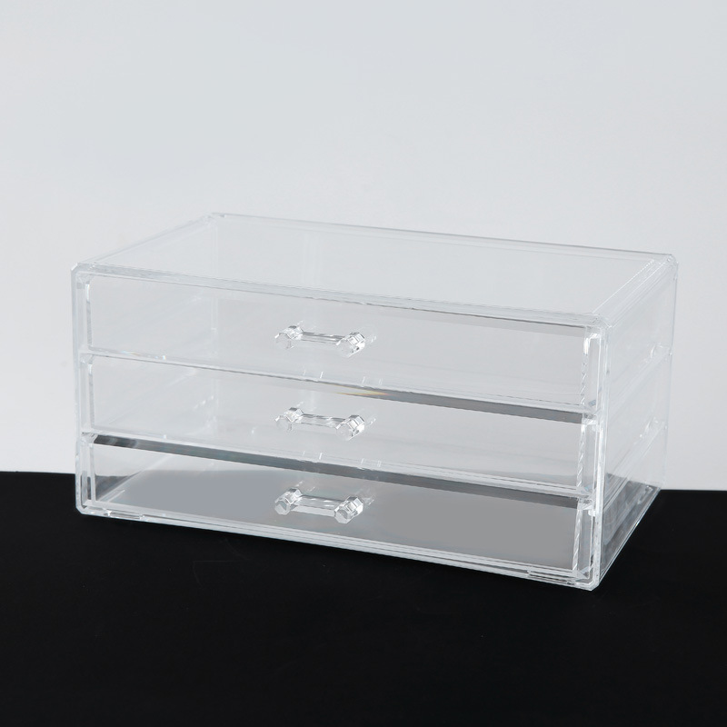 Qiaofeng multi-functional transparent 3-layer drawer storage box Desktop cosmetics and jewelry storage and organizing home storage box