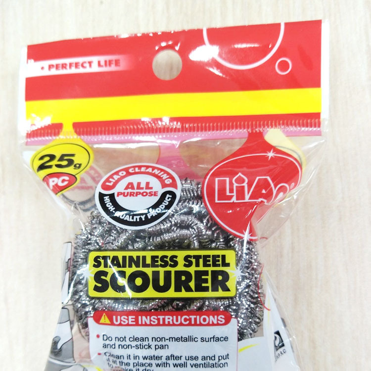 LIAO丽澳 清洁球钢丝锅刷25G 厨房洗碗洗锅清洁用品厂家批发白底实物图