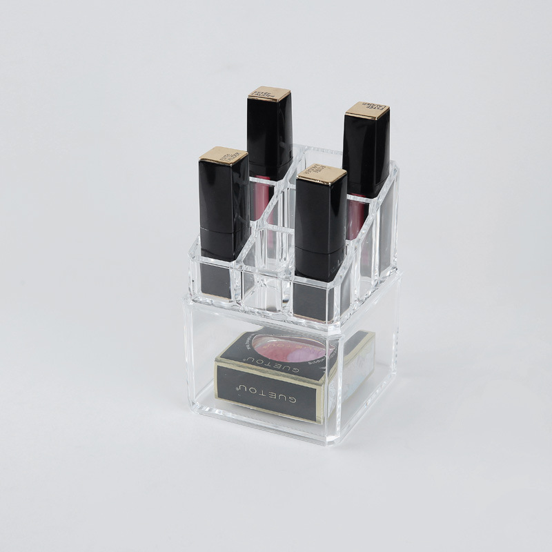 Transparent dust-proof cosmetic storage box, lipstick and skin care products, dressing table, desktop, popular accessories, shelf, brush holder. Application Scenario