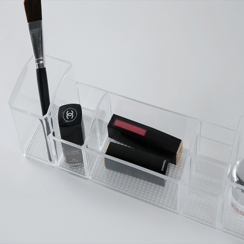 Qiaofeng multi-compartment cosmetics storage box, Office desktop sundries remote control organization storage box, plastic storage box. Item Picture