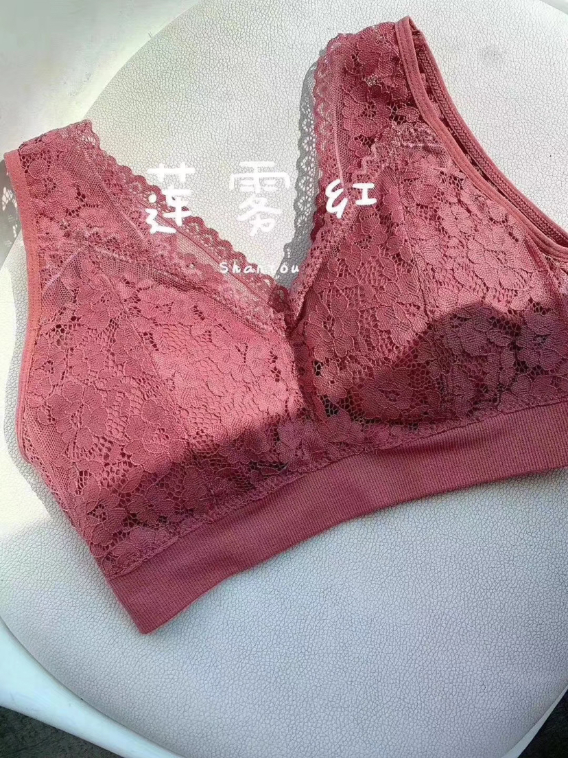 New seamless nude lace retro bodice 1918 wide-shouldered underwired bra sexy back vest thumbnail