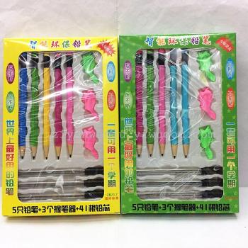 智能环保铅笔套装5只铅笔+3个握笔器+41根铅芯细节图