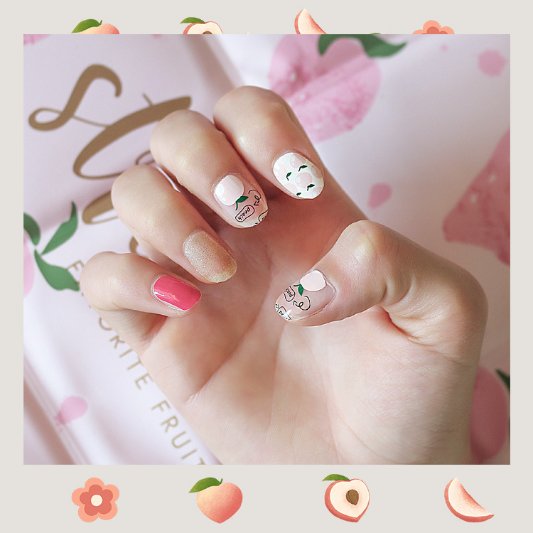 JOYME凝胶指甲贴纸 22贴美甲贴饰品 可爱粉色系 防水耐磨细节图