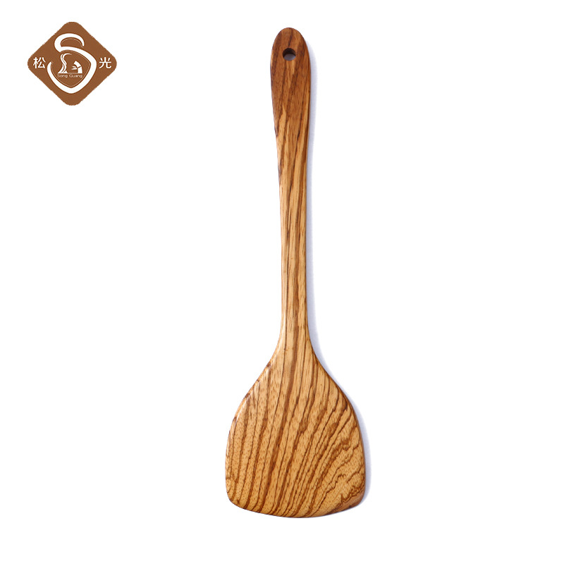 Matsu Light Unpainted Long Handle Wood Spatula Non-Stick Special Cooking Spatula Round Handle Spatula Wooden Cooking Spatula Kitchen Supplies Specification drawing