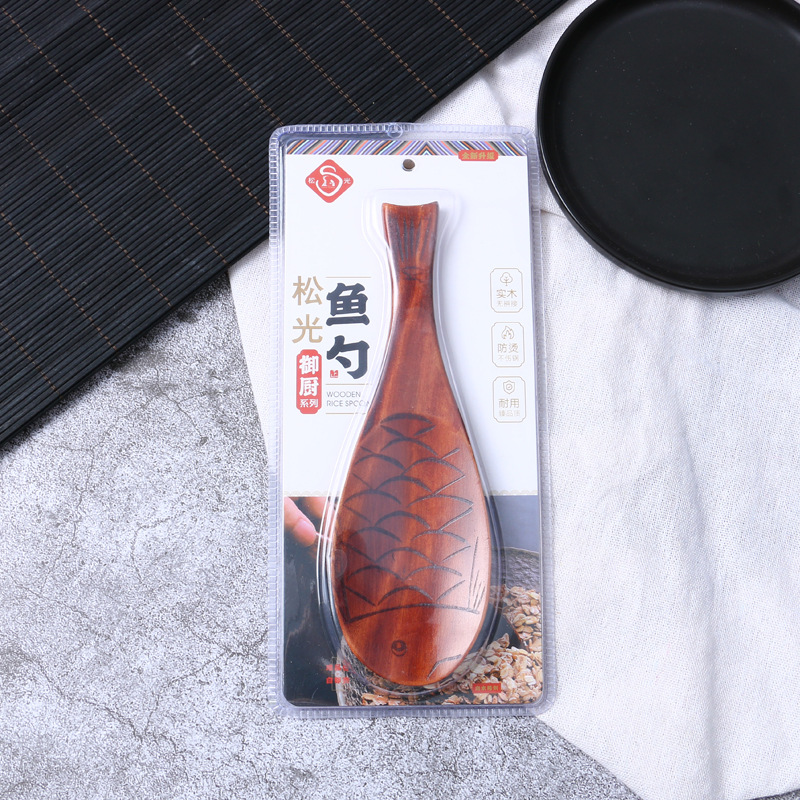 Pine Light Chinese Retro Wooden Fish Rice Spoon Fish-Shaped Spoon Rice Spoon Small Spoon Solid Wood Tableware Creative Kitchenware Wholesale Application Scenario