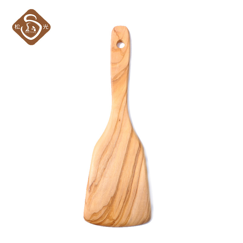 Pine Light Olive Wood Wood Handle Rice Shovel Unpainted Solid Wood Non-Stick Rice Spoon Cooking Short Handle Wood Shovel Manufacturers Wholesale Specification drawing