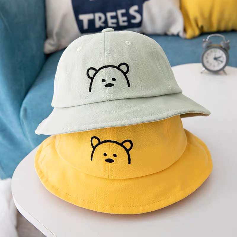 Spring And Summer Korean Cute Bear With Fisherman Hat Children Outdoor Art Tide Sun Basin Hat Children's Hat details Picture