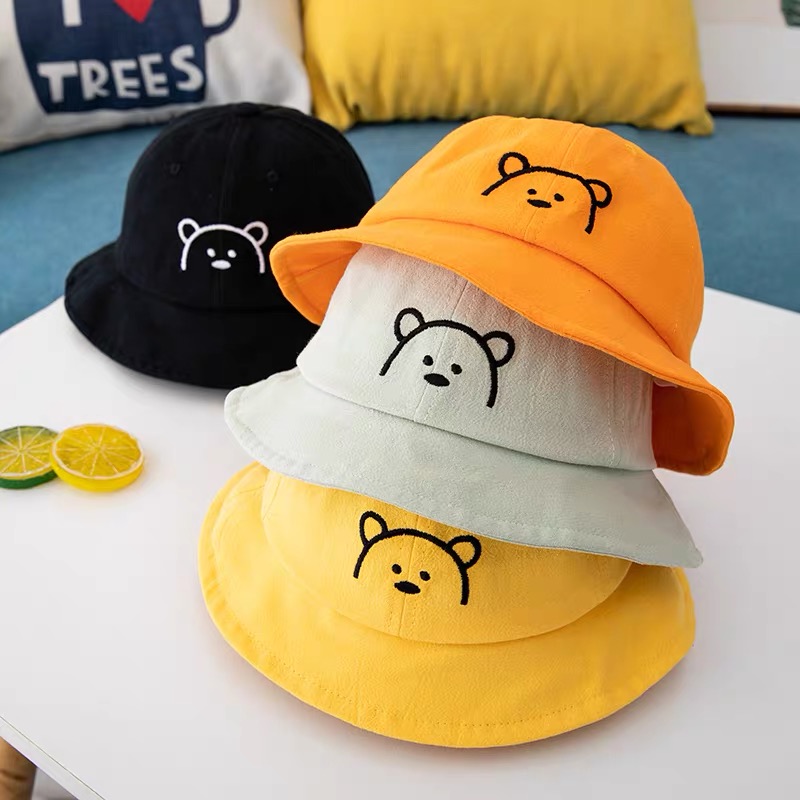 Spring And Summer Korean Cute Bear With Fisherman Hat Children Outdoor Art Tide Sun Basin Hat Children's Hat