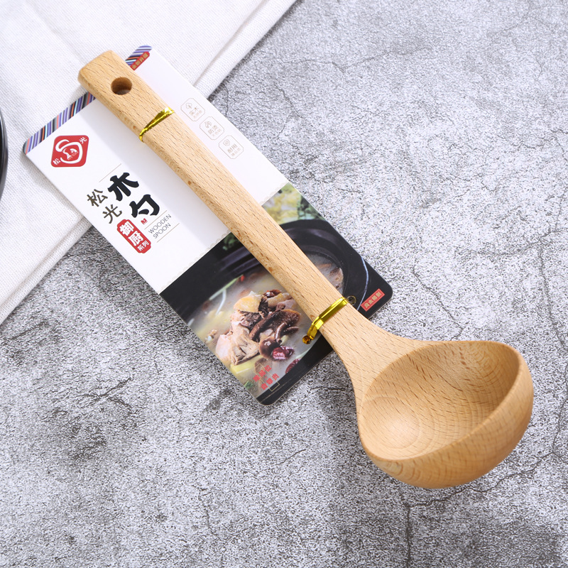 Pine Light Factory Direct Retro Chinese Wooden Soup Spoon Long Handle Porridge Spoon Home Oil Spoon Straight Handle Hot Pot Spoon Wholesale Application Scenario