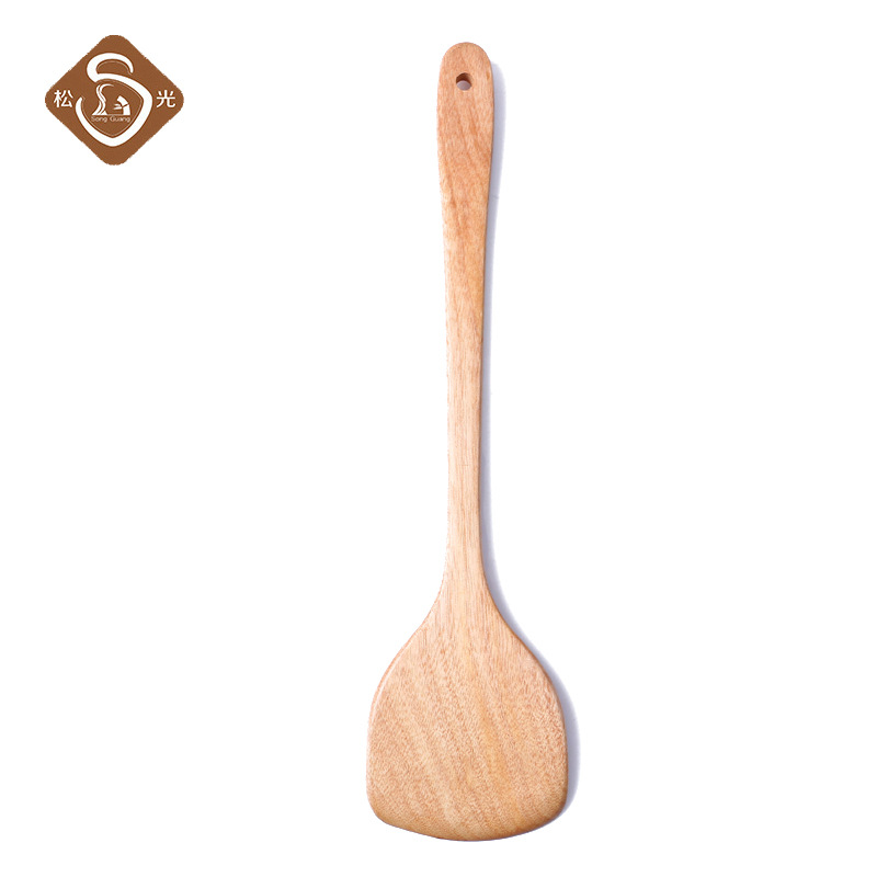 Light Spatula Stir-Frying Non-Stick Pan Wood Spatula High Temperature Stir-Frying Long Handle Solid Wood Shovel Special Wood Shovel Wholesale Specification drawing